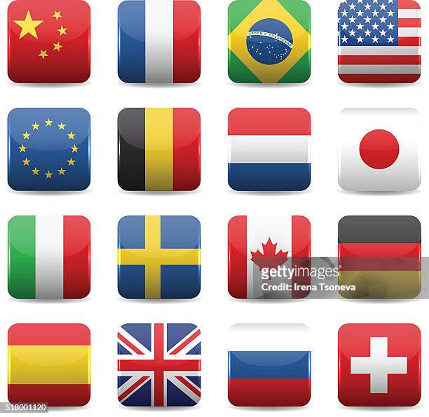 national flags icons - brazil icon stock illustrations