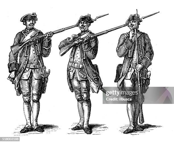ilustrações de stock, clip art, desenhos animados e ícones de ilustração de soldado francês antigo - baioneta