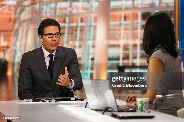 Dubravko Lakos-Bujas, head of U.S. Equity strategy at JPMorgan Chase & Co., speaks during a Bloomberg Television interview in New York, U.S., on...