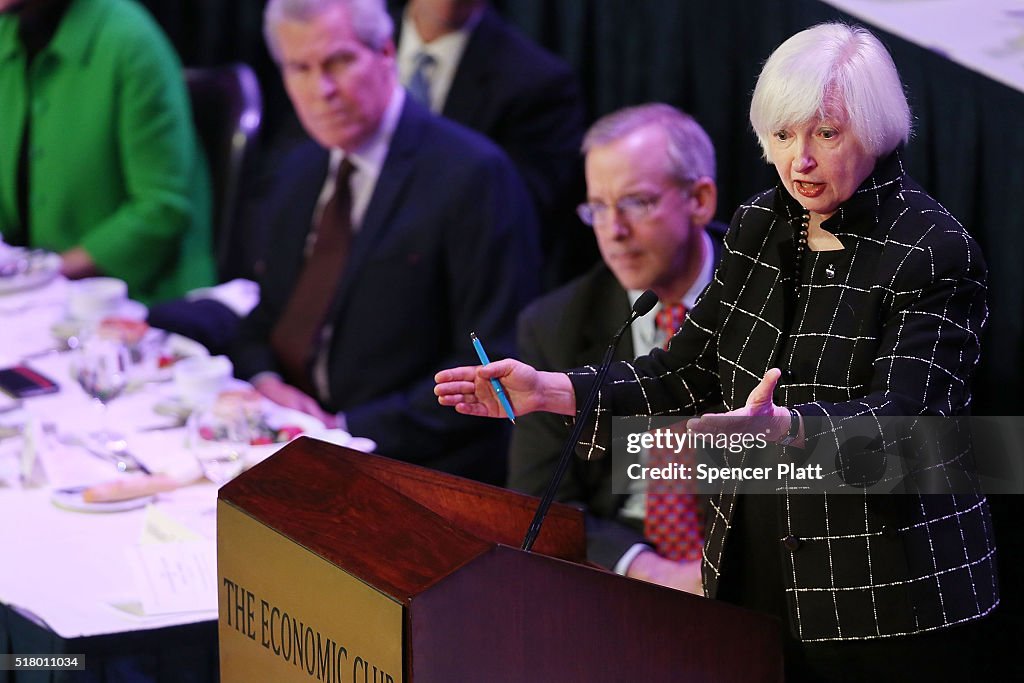 Janet Yellen Addresses Economic Outlook At Economic Club Of New York