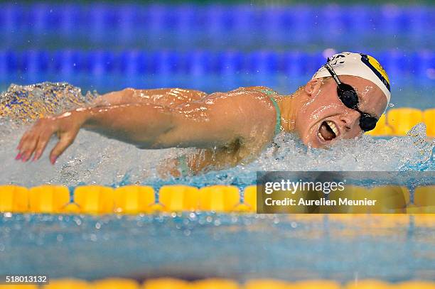 Lara Grangeon of France competes in the 400m Women's individual medley on day one of the French National swimming championships on March 29, 2016 in...
