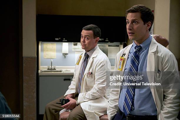 Maximum Security" Episode 321 -- Pictured: Joe Lo Truglio as Charles Boyle, Andy Samberg as Jake Peralta --