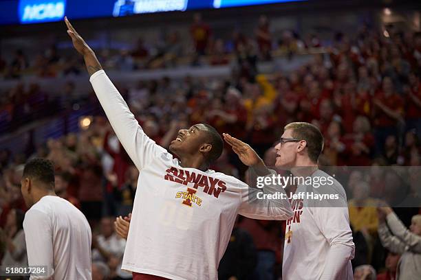 Playoffs: Iowa State Simeon Carter victorious from bench during game vs Virginia at United Center. Chicago, IL 3/25/2016 CREDIT: Jeff Haynes