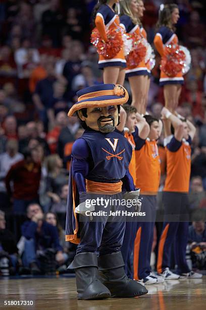 Playoffs: Virginia Cavaliers mascot CavMan on court during game vs Iowa State at United Center. Chicago, IL 3/25/2016 CREDIT: Jeff Haynes