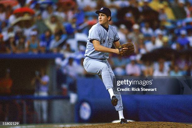 Pitcher Dave Righetti of the New York Yankees pitches during a game in the 1988 season.