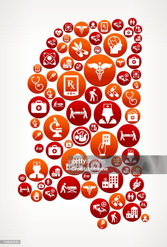 Red Health Pattern Mississippi Healthcare And Medical Red Button Pattern High-Res Vector ...