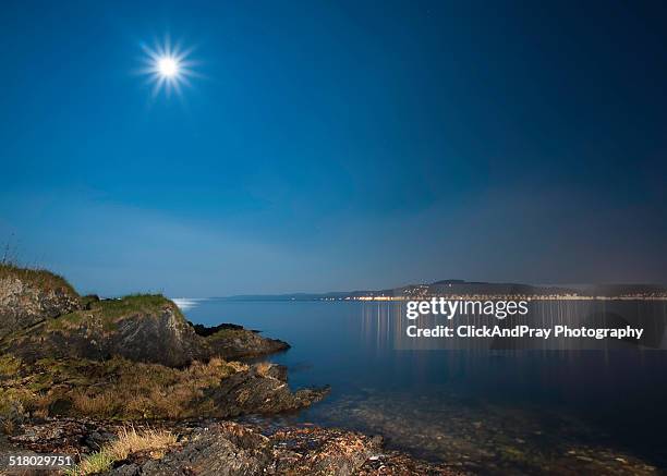 midnight beach - clyde moon stock pictures, royalty-free photos & images