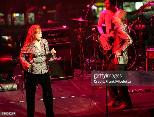 Kate Pierson and Fred Schneider of the B-52's perform onstage at the 2004 Music Has Power Awards at The Jazz at Lincoln Center's Allen Room November...