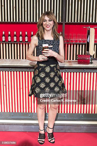 Spanish actress Marta Hazas attends the Mahou Spot presentation at the Capitol cinema on March 29, 2016 in Madrid, Spain.