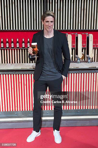 Futbol player Fernando Torres attends the Mahou Spot presentation at the Capitol cinema on March 29, 2016 in Madrid, Spain.