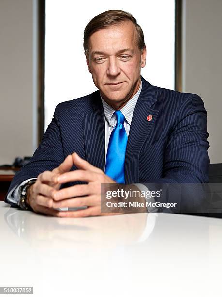 American educator, biomedical researcher and fifth president of the State University of New York at Stony Brook, Dr. Samuel L Stanley is photographed...