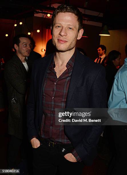 Cast member James Norton attends the press night performance of "Bug" at Found111 on March 29, 2016 in London, England.