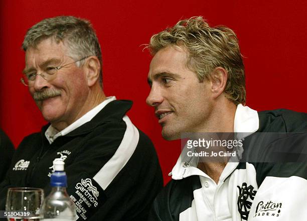 Justin Marshall and Bob Dwyer speak tot the media during the press conference in the build up for The Barbarians v All Blacks game, at Twickenham...