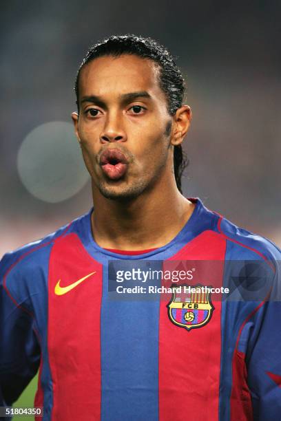 Portrait of Ronaldinho of Barcelona prior to the UEFA Champions League Group F match between FC Barcelona and Glasgow Celtic, held at The Nou Camp...