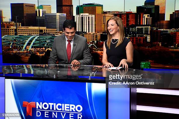 Anchors Carlos Rausseo and Pamela Padilla prepare for their 4:30 p.m. Telecast. Telemundo Denver is coming on strong thanks to major investment by...