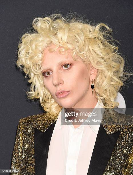 Singer-songwriter Lady Gaga attends the Saint Laurent show at The Hollywood Palladium on February 10, 2016 in Los Angeles, California.