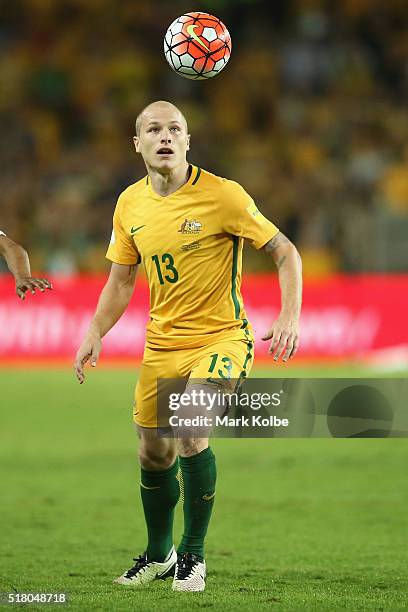 Aaron Mooy of Australia controls the ball during the 2018 FIFA World Cup Qualification match between the Australian Socceroos and Jordan at Allianz...