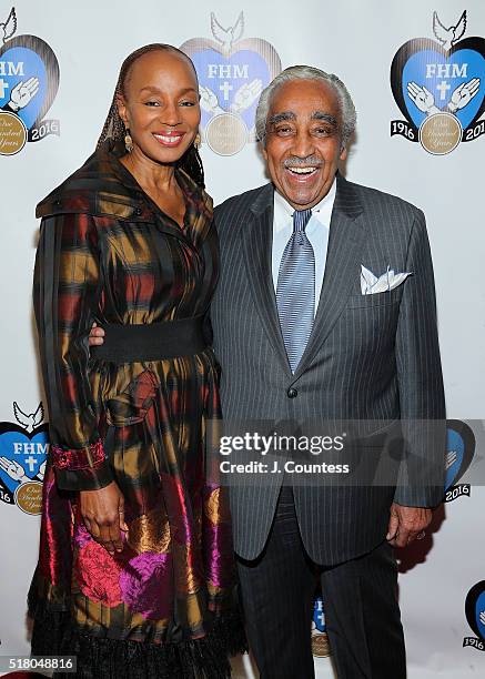 Editor and Chief Emerita Susan Taylor and U.S. Congressman Charles B. Rangel pose for a photo at the 2016 Franciscan Handmaids Of The Most Pure Heart...