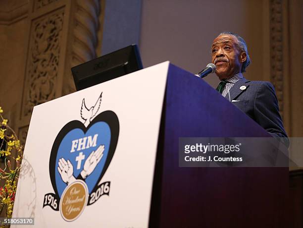 Honoree Reverend Al. Sharpton speaks during the 2016 Franciscan Handmaids Of The Most Pure Heart of Mary Centennial Gala at The New York Academy Of...