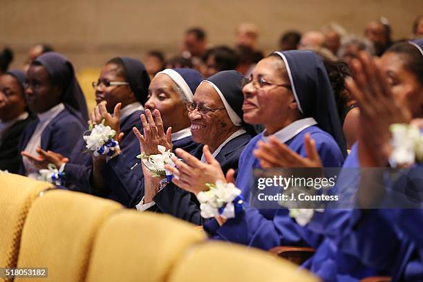 Members of the Franciscan Handmaids Of The Most Pure Heart of Mary in the audience during the 2016 Franciscan Handmaids Of The Most Pure Heart of...