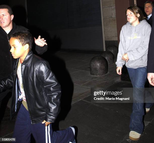 Connor Anthony Kidman Cruise and sister Isabella Jane Kidman Cruise, the children of Tom Cruise and Nicole Kidman, exit a midtown restaurant after...