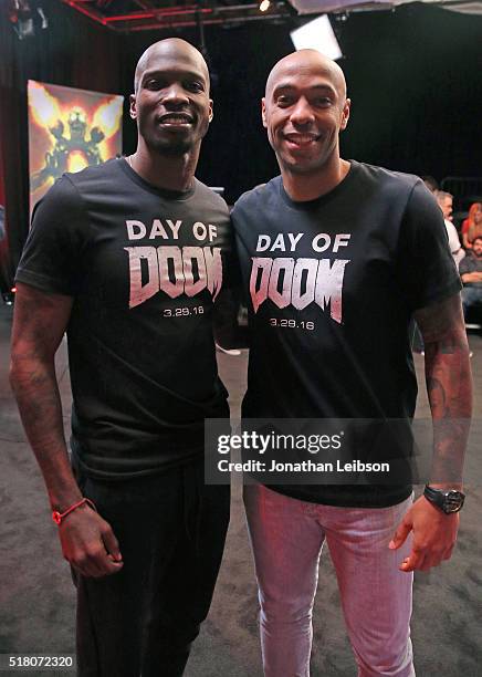 Former NFL player Chad "Ochocinco" Johnson and former professional soccer player Thierry Henry attend as athletes and YouTube stars team for DOOM...