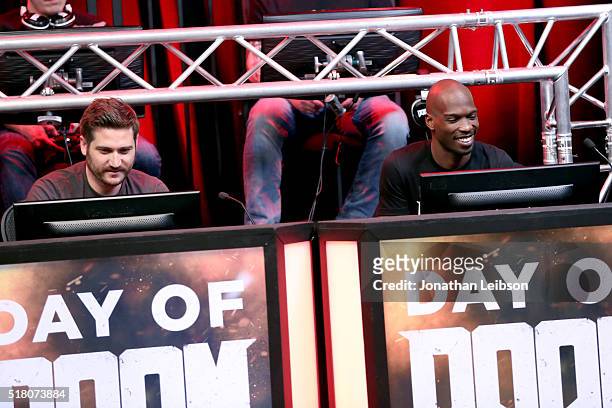 YouTube influencer Adam Kovic and former NFL player Chad "Ochocinco" Johnson attend as athletes and YouTube stars team for DOOM Videogame Tournament...