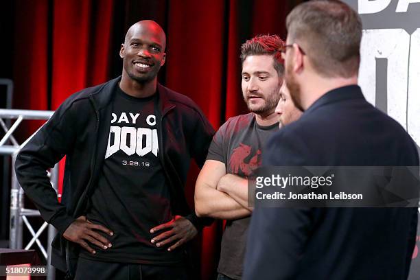 Former NFL player Chad "Ochocinco" Johnson, YouTube influencer Adam Kovic, and hosts Tyler Coe and Jack Pattillo attend as athletes and YouTube stars...