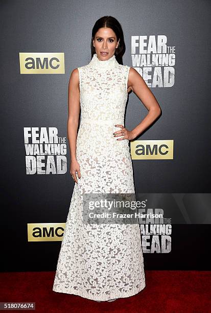 Actress Mercedes Masohn attends the premiere of AMC's "Fear The Walking Dead" Season 2 at Cinemark Playa Vista on March 29, 2016 in Los Angeles,...