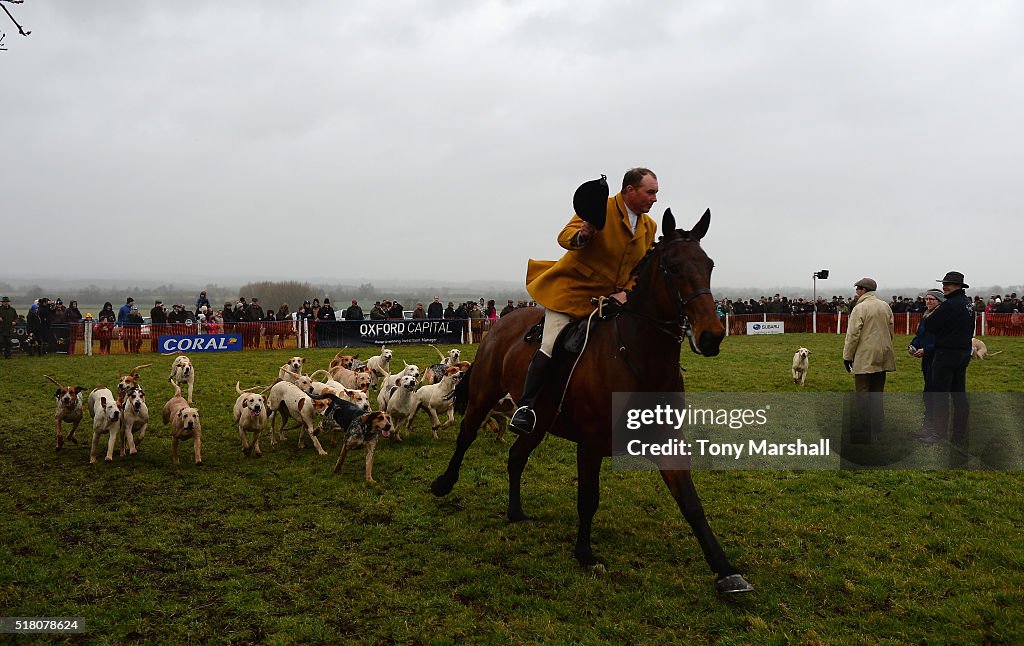 The Master of the Kimblewick Hunt leads the hounds during Point to ...