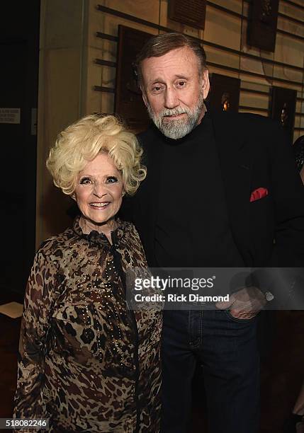 Brenda Lee and Ray Stevens attend CMA Presentation of The 2016 Country Music Hall Of Fame Inductees Announcement at the Country Music Hall of Fame...