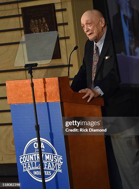 New Inductee Fred Foster attends the CMA Presentation of The 2016 Country Music Hall Of Fame Inductees Announcement at the Country Music Hall of Fame...