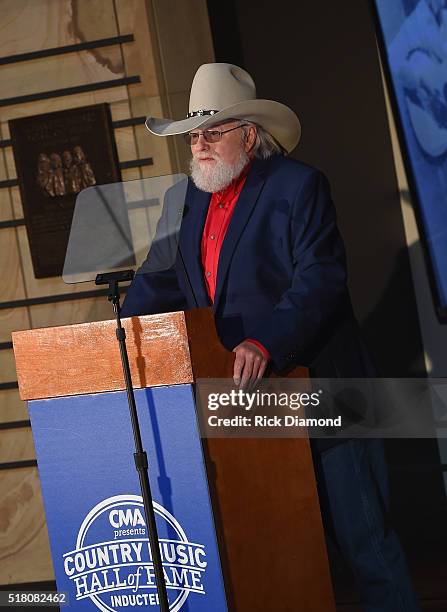 New Inductee Charlie Daniels attends the CMA Presentation of The 2016 Country Music Hall Of Fame Inductees Announcement at the Country Music Hall of...