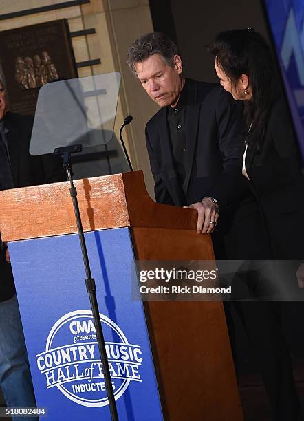 New Inductee Randy Travis with his wife Mary Travis attend the CMA Presentation of The 2016 Country Music Hall Of Fame Inductees Announcement at the...
