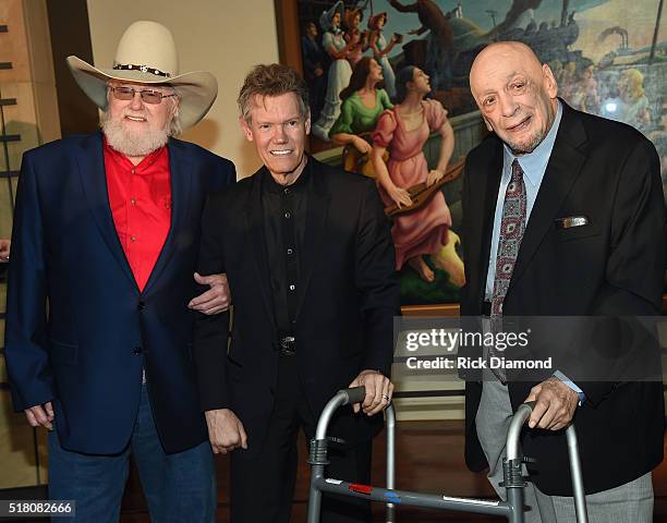New Inductees Charlie Daniels, Randy Travis and Fred Foster attend the CMA Presentation of The 2016 Country Music Hall Of Fame Inductees Announcement...