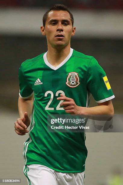 Paul Aguilar of Mexico runs in the field during the match between Mexico and Canada as part of the FIFA 2018 World Cup Qualifiers at Azteca Stadium...