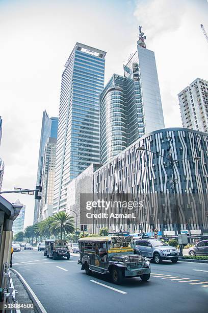 jeepney in makati city, manila, philippines. - manila stock pictures, royalty-free photos & images