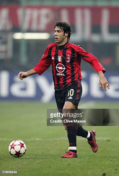 Rui Costa of Milan in action during the UEFA Champions League Group F match between AC Milan and Shakhtar Donetsk at the San Siro on November 24,...