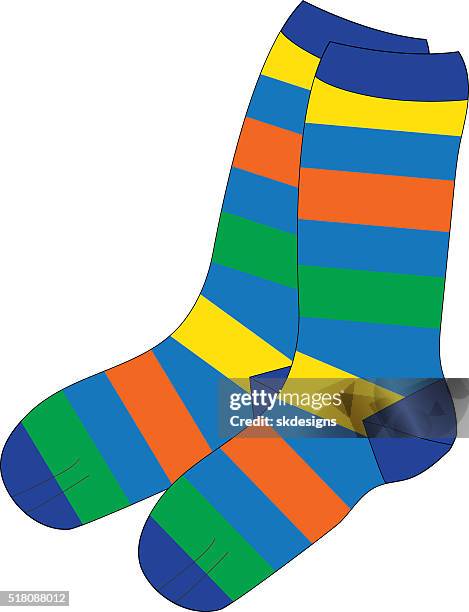 pair of classic socks - blue with stripes - sock stock illustrations