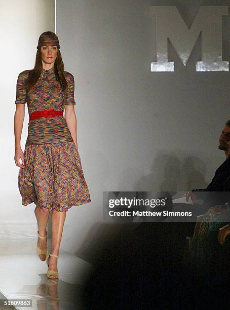 Model walks the runway at the Missoni Spring 2005 and Retrospective Fashion Show at Neiman Marcus on November 30, 2004 in Beverly Hills, California.