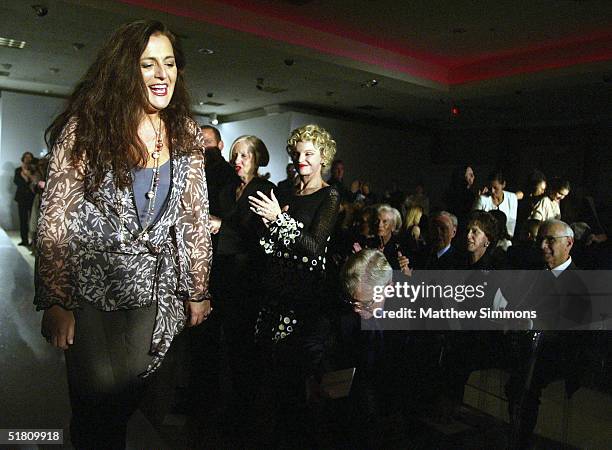 Designer Angela Missoni walks down the runway at the Missoni Spring 2005 and Retrospective Fashion Show at Neiman Marcus on November 30, 2004 in...