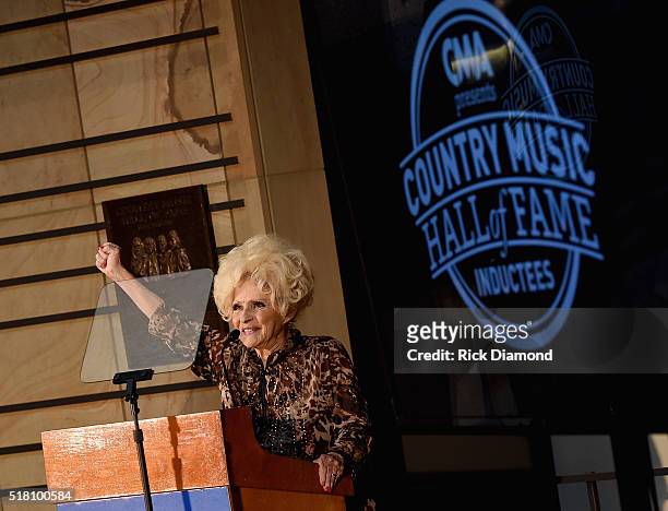 Brenda Lee hosts the CMA Presentation of The 2016 Country Music Hall Of Fame Inductees Announcement at the Country Music Hall of Fame and Museum on...