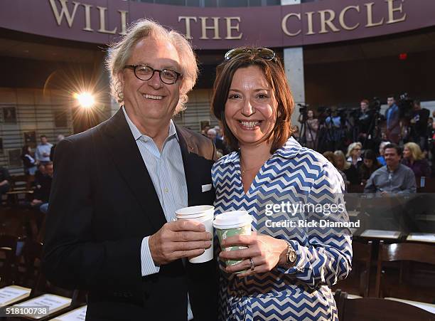 Country Music Hall of Fame Kyle Young and Ryman GM Sally Williams attend the CMA Presentation of The 2016 Country Music Hall Of Fame Inductees...