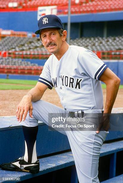 Manager Billy Martin of the New York Yankees looks on prior to the start of a Major League Baseball game circa 1985. Martin managed the Yankees from...