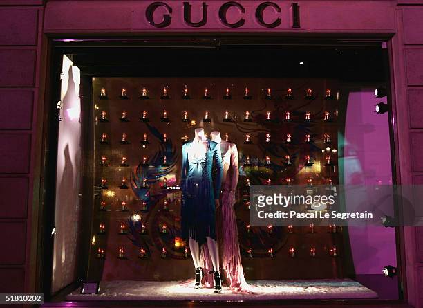 The shop window of the Gucci store on Rue Royale is seen on November 30, 2004 in Paris. .
