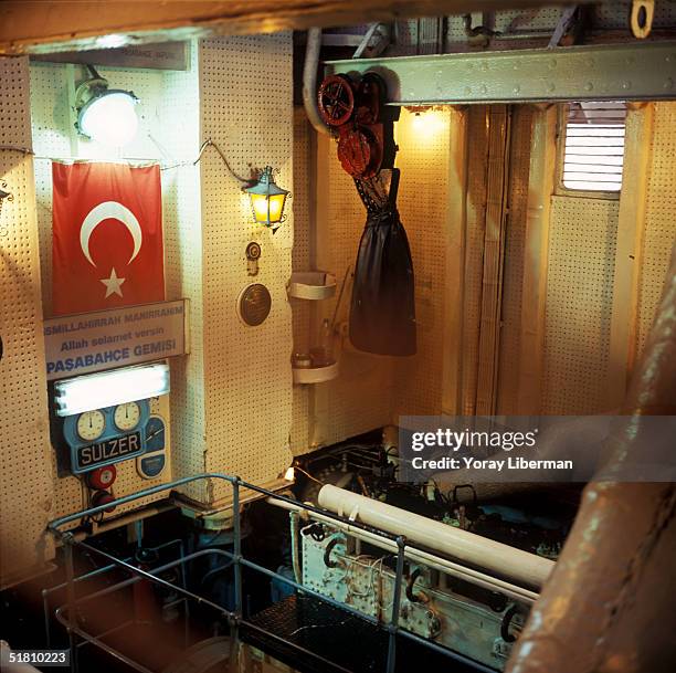 The machinery room on a ferry boat owned by the Turkish company TDI, is seen in the afternoon on October 19, 2004 on the Bosphorus Strait, in...
