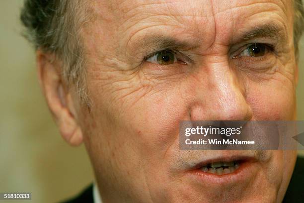 Nobel Prize winner Dr. Edward Prescott speaks to members of the media prior to a scheduled meeting with U.S. President George W. Bush December 1,...