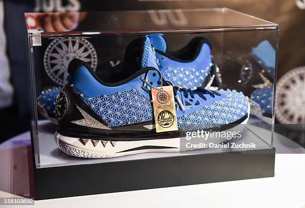 The unveiling of 'The Fire Monkey' the world's most expensive sneaker to benefit Soles4Soles on March 29, 2016 in New York City.