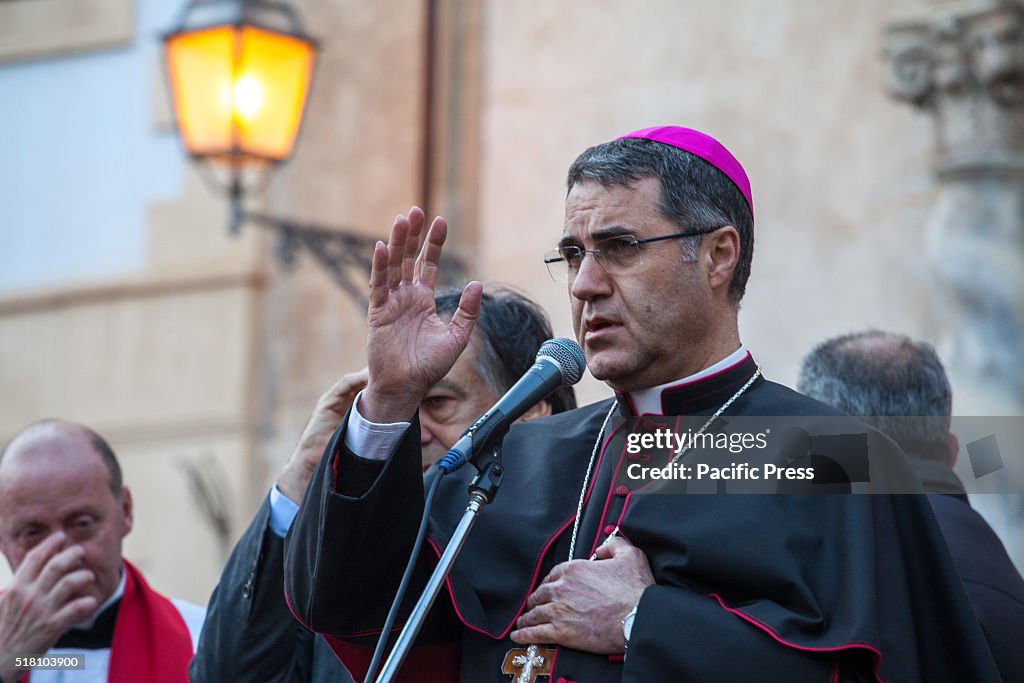 The Archbishop of Palermo Corrado Lorefice visits the...