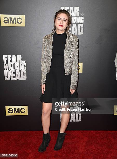 Actress Ally Ioannides arrives at the Premiere Of AMC's "Fear The Walking Dead" Season 2 at Cinemark Playa Vista on March 29, 2016 in Los Angeles,...